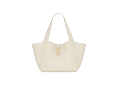 Saint Laurent LE 5 A 7 BEA in Grained Leather "Blanc Vintage/Dark Beige"