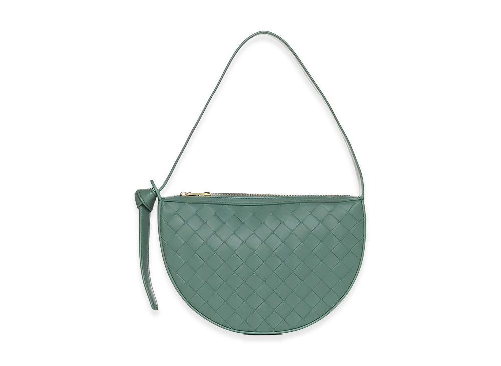 Bottega Veneta Women's Leather Mini Sunrise Shoulder Bag "Sage Green"
