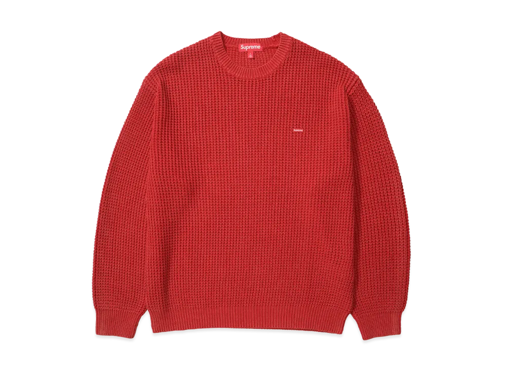 Supreme Washed Small Box Waffle Sweater "Red"