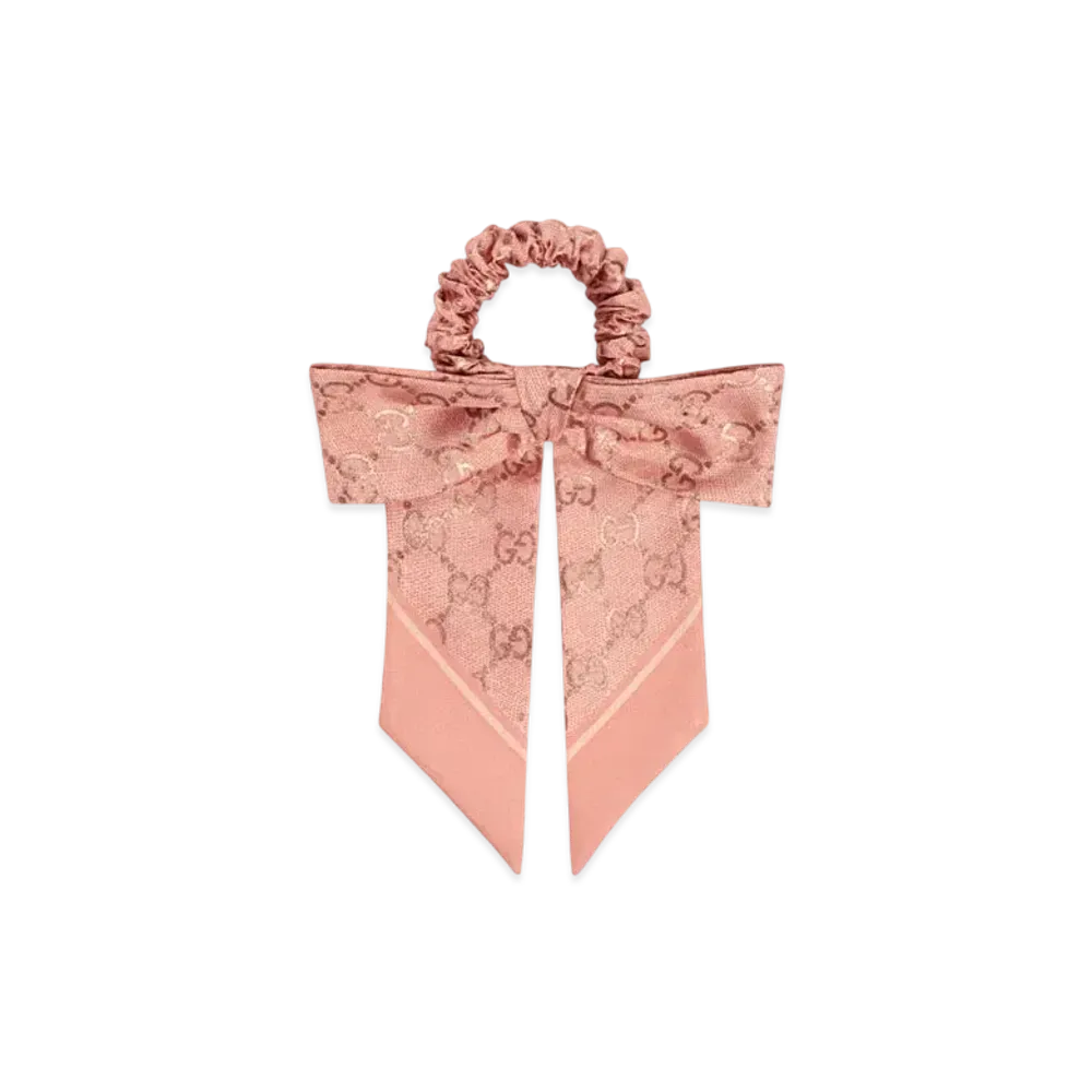 GUCCI GG Silk Jacquard Scrunchie "Pink"