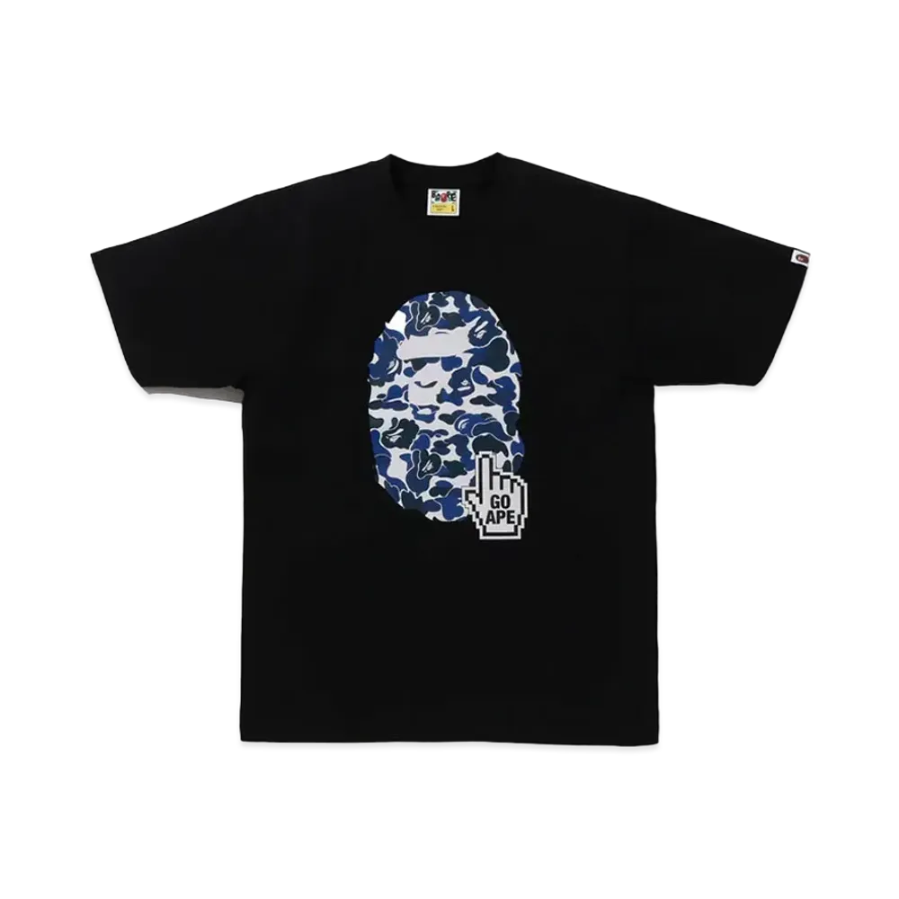 A BATHING APE Bape Camo Go Ape Pointer Big Ape Head Tee "Black