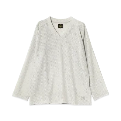 NEEDLES L/S V-Neck Tee - Raschel Lace "White"