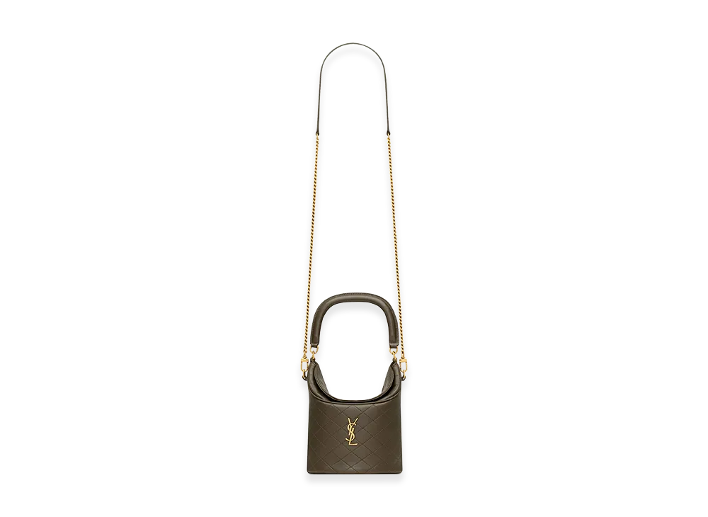 Saint Laurent Women's Mud Leather Gaby Bucket Bag "Green"