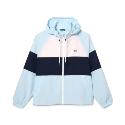 LACOSTE Water Repellent Color Block Short Track Jacket "Light Blue"