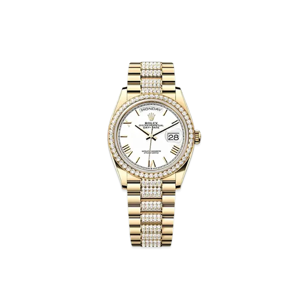 ROLEX Day-Date 36mm Yellow Gold Diamond 128348RBR "White"