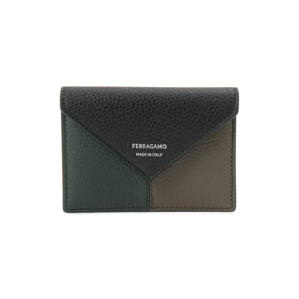 Salvatore Ferragamo Card Case Men "Nero Black / Moss Green / Concrete Khaki"
