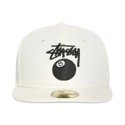 Stussy New Era 59Fifty 8 Ball Stock "Bone"