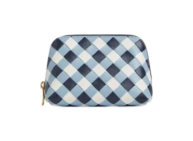 Bottega Veneta Intrecciato Small Beauty Pouch "Abyss/Ice/White"
