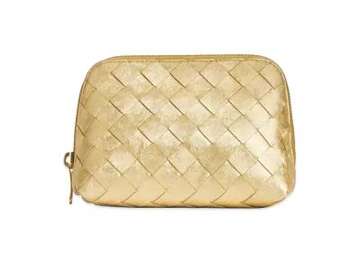 Bottega Veneta Intrecciato Small Beauty Pouch "Gold"