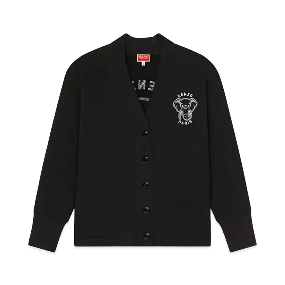 KENZO Women's 'VARSITY JUNGLE' Elephant Cardigan "Black"