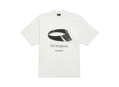 BALENCIAGA Men's 360 Sunglasses T-Shirt Medium Fit "Dirty Effect White"