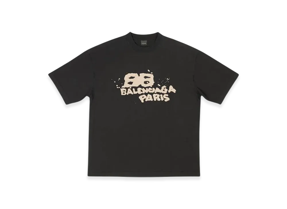 BALENCIAGA Hand-Drawn BB Icon Medium Fit T-Shirt "Black"