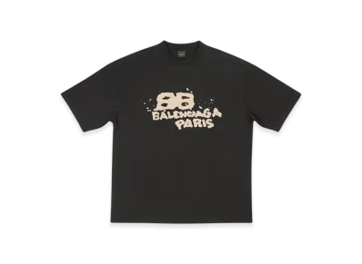 BALENCIAGA Hand-Drawn BB Icon Medium Fit T-Shirt "Black"