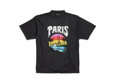 BALENCIAGA Paris Tropical T-Shirt Medium Fit "Black"