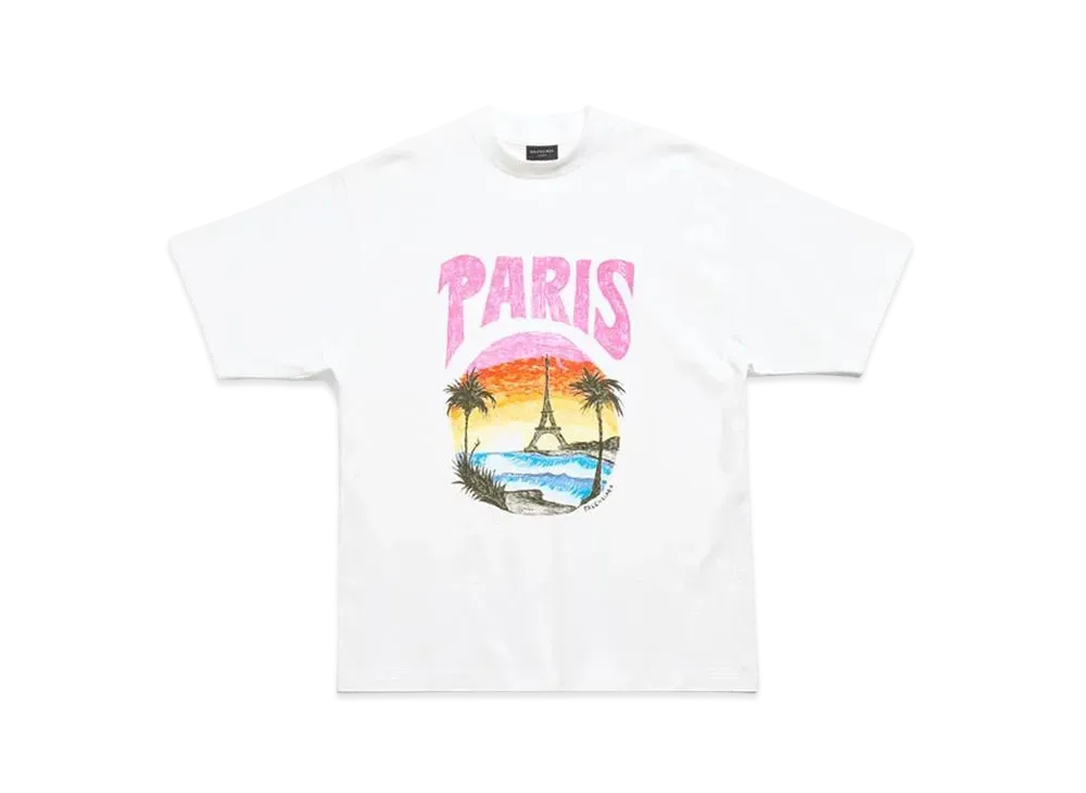 BALENCIAGA Paris Tropical T-Shirt Medium Fit "White"