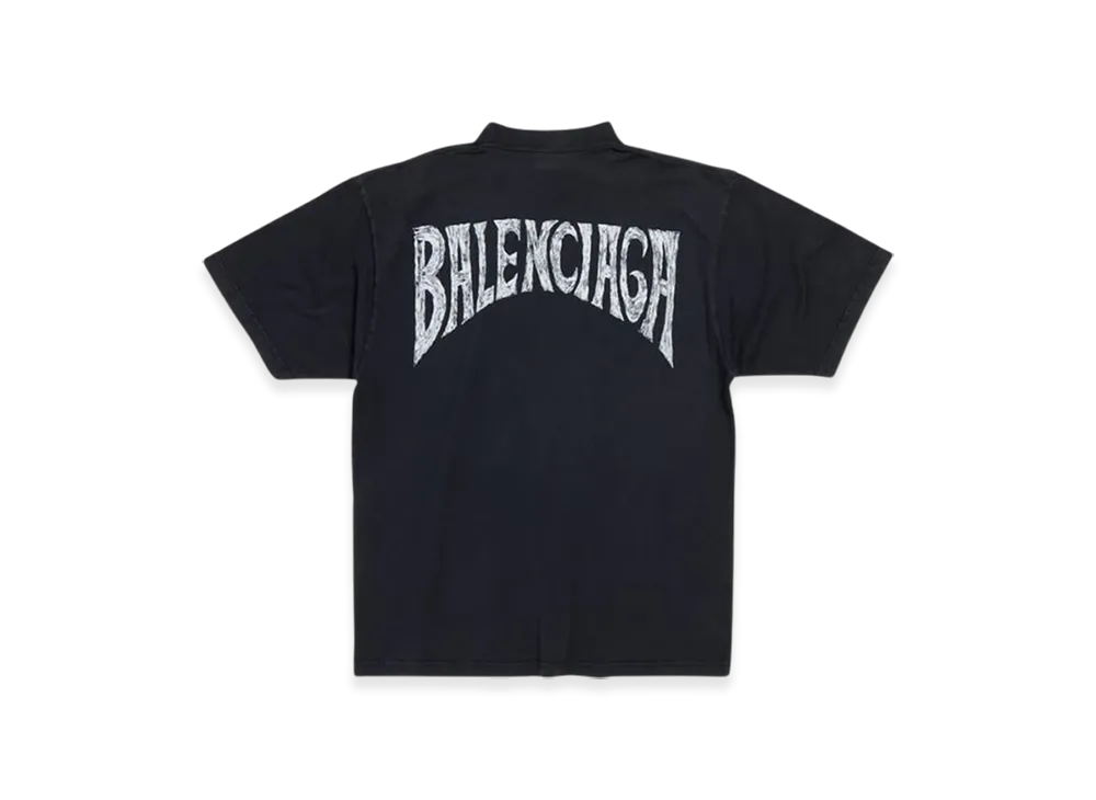 BALENCIAGA Hand-Drawn Medium Fit T-Shirt "Black Faded"