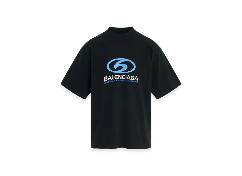 BALENCIAGA Surfer Cracked Logo T-Shirt "Black Blue"