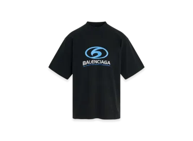 BALENCIAGA Surfer Cracked Logo T-Shirt "Black Blue"