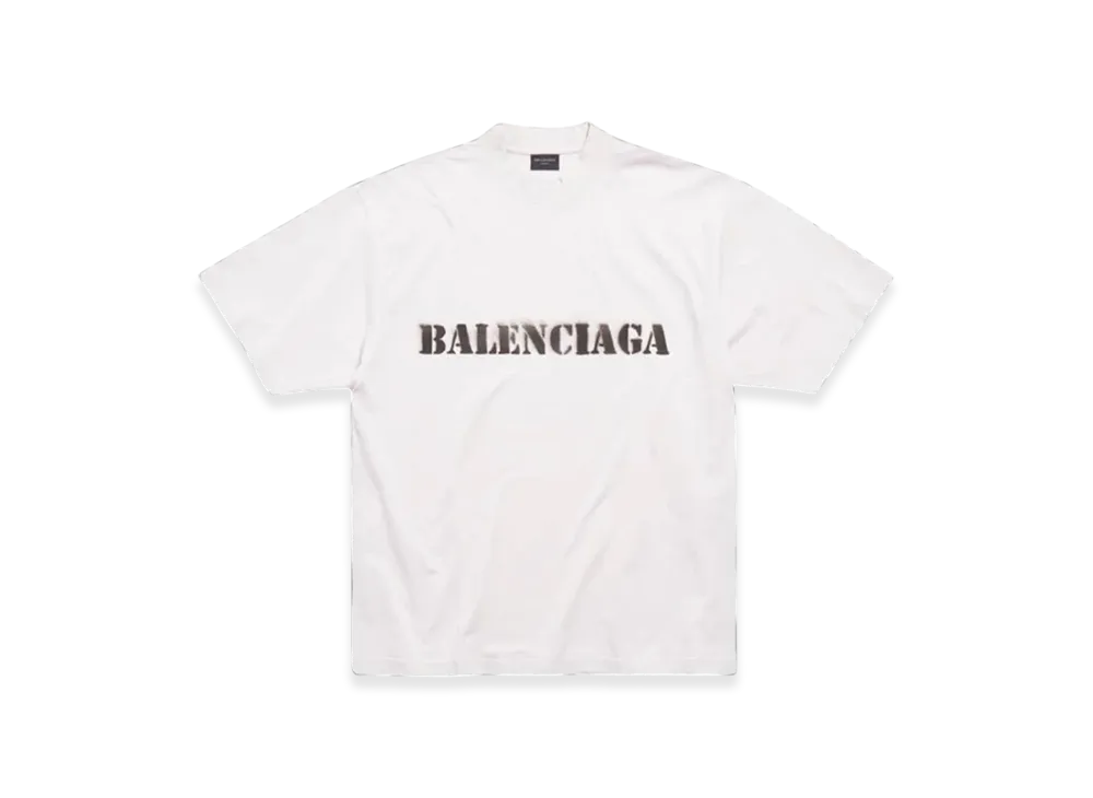 BALENCIAGA Stencil Type Medium Fit T-Shirt "Off White Black"