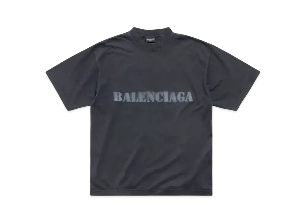 BALENCIAGA Men's Stencil Type T-Shirt Medium Fit "Black"