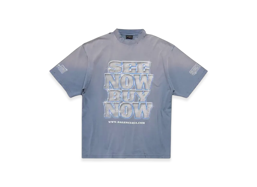 バレンシアガ SNBN ラージ フィット Tシャツ "ブルー" 764235TQVE84108