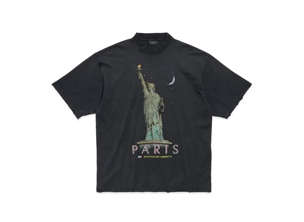 BALENCIAGA Paris Liberty T-Shirt Medium Fit in Vintage Jersey "Black"