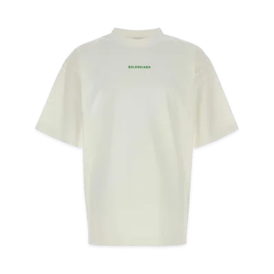 BALENCIAGA Cotton T-Shirt "White/Green"