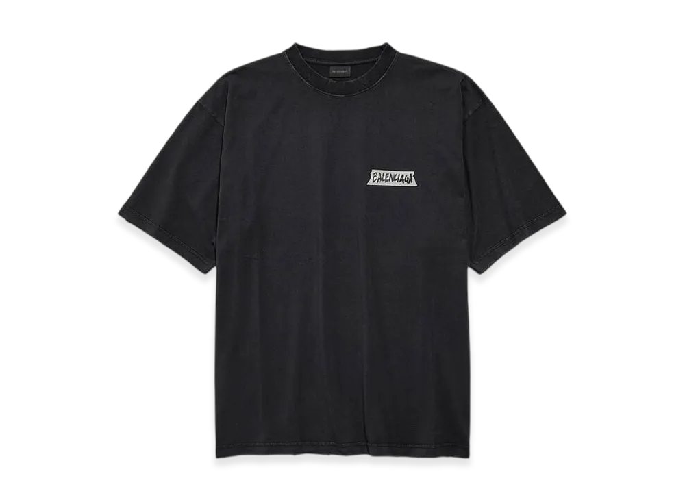 BALENCIAGA Masking Tape T-Shirt Medium Fit "Faded Black"