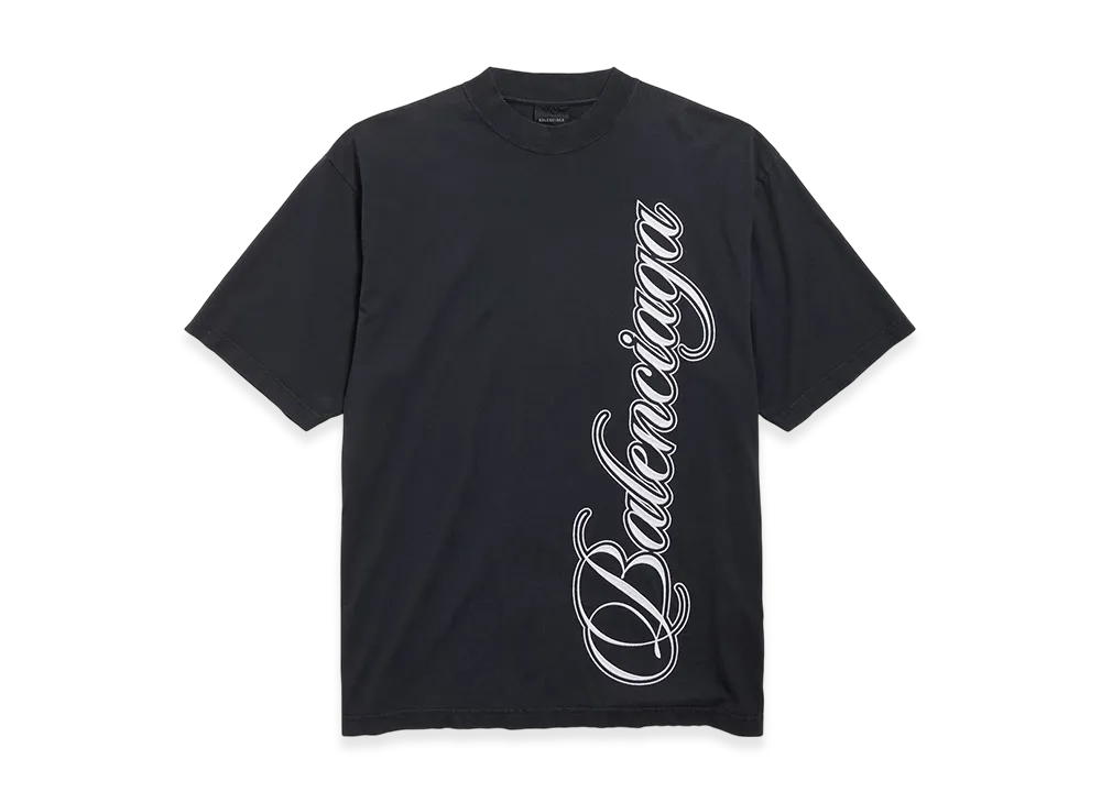 BALENCIAGA Cursive T-Shirt Medium Fit "Black/White"