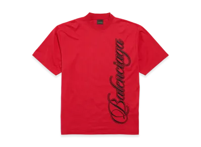 BALENCIAGA Cursive T-Shirt Medium Fit "Red/Black"