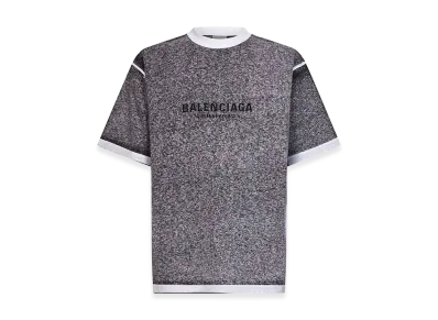 BALENCIAGA Melange Cotton Oversize T-Shirt "Black/Gray"