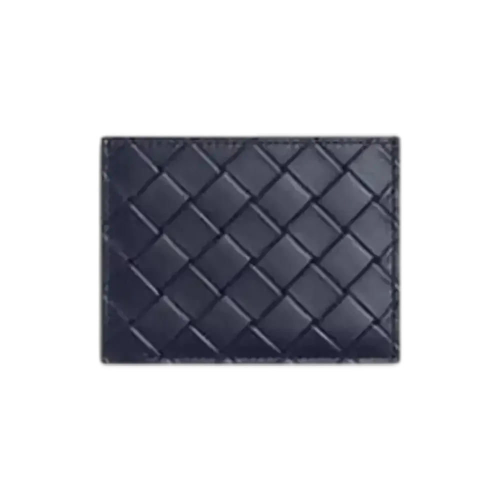 Bottega Veneta Intrecciato Stamp Credit Card Case "Abyss"