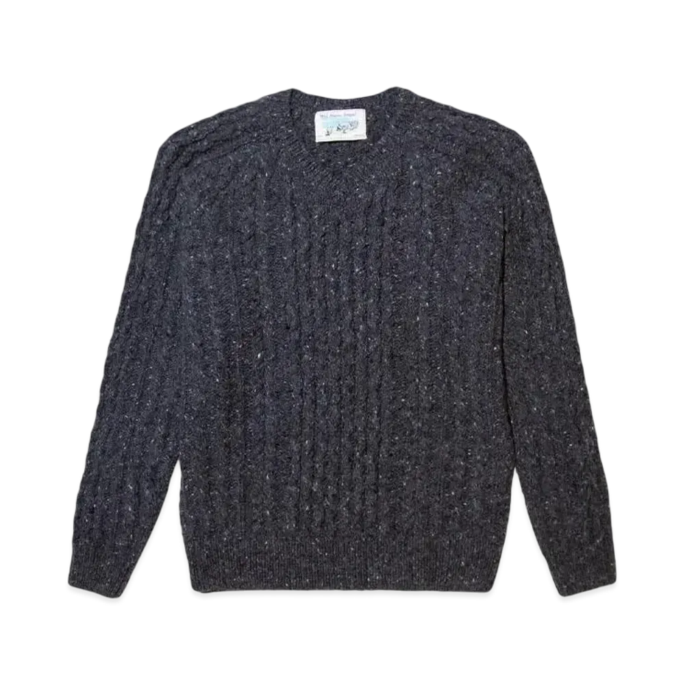 Noah V-Neck Donegal Fisherman Sweater "Hether Grey"