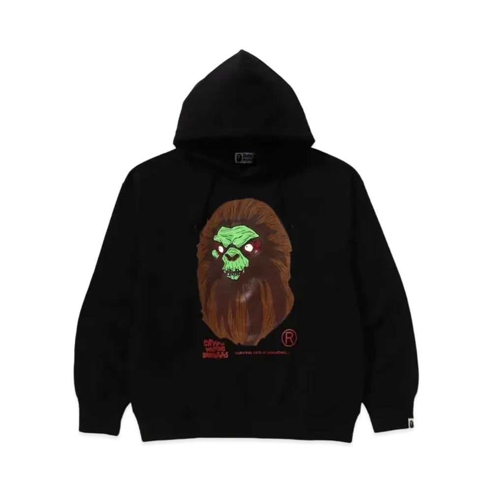 A BATHING APE Bape Horror Mad Face Relaxed Fit Pullover Hoodie "Black"