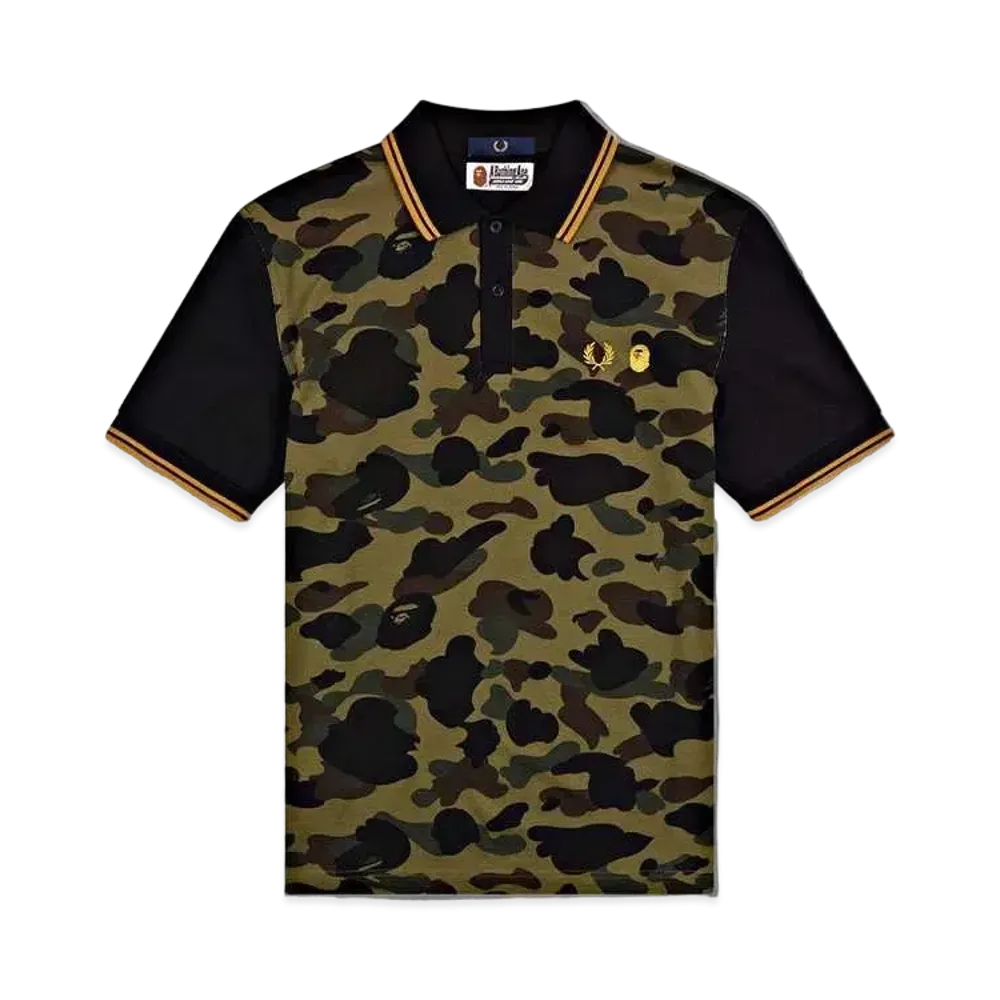 A BATHING APE FRED PERRY POLO SHIRT "Camo"