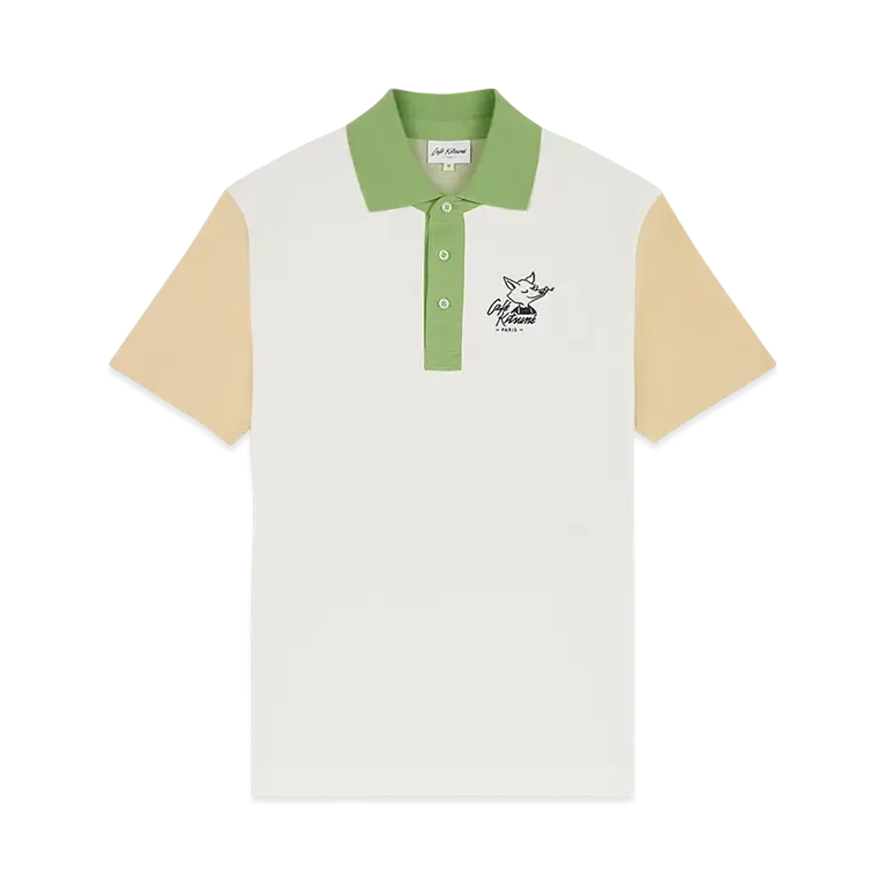 Maison Kitsune Cafe Kitsune Color Block Relax Polo "Tapioca Colorblock"