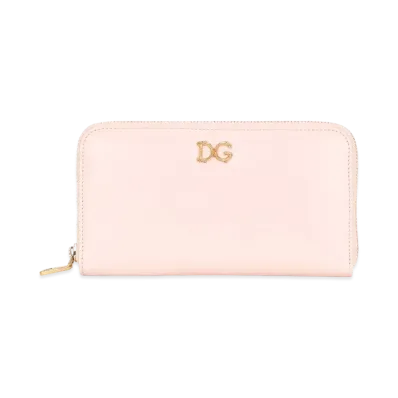 Dolce&Gabbana Zip Around Wallet Calfskin DG Barocco "Pale Pink"
