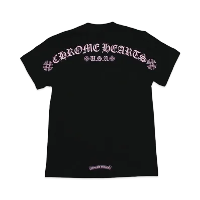 Chrome Hearts Matty Boy Shoulder USA Script Logo T-Shirt "Black/Pink"