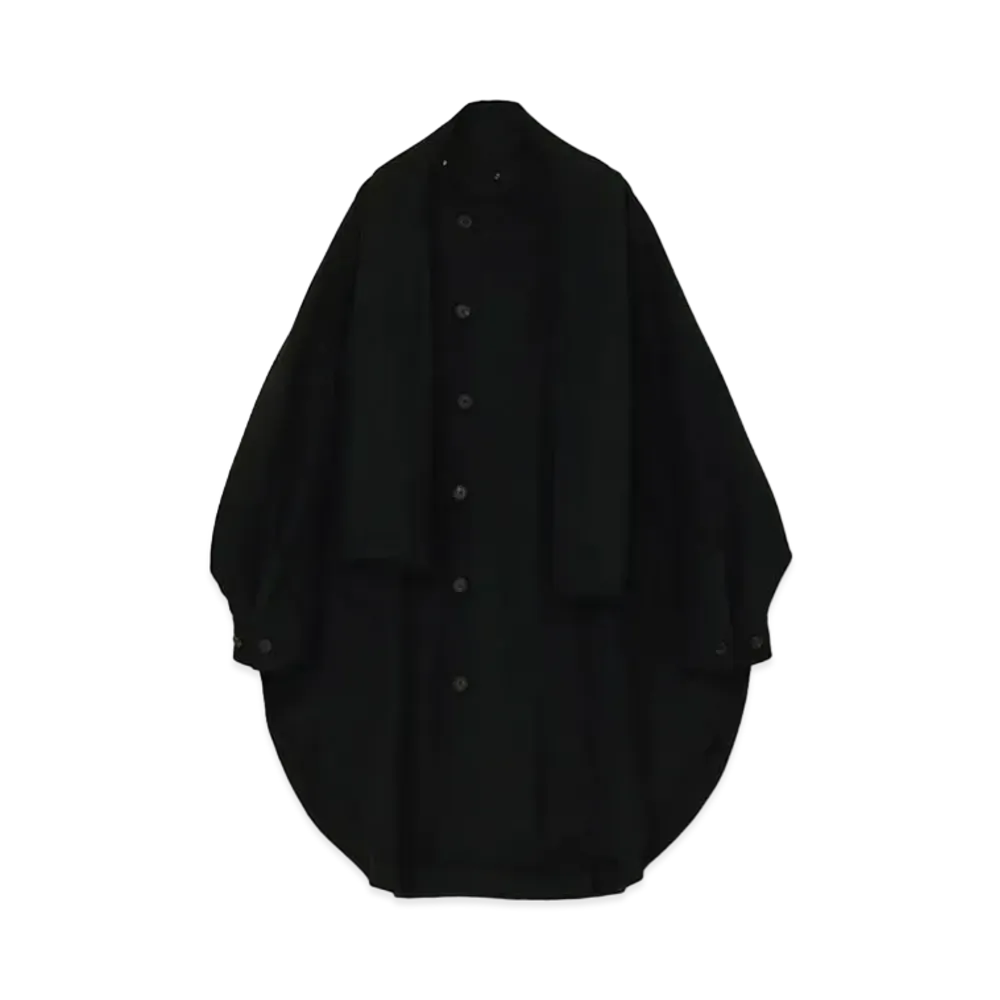 Yohji Yamamoto Wool Beaver Stall Collar Big Silhouette Coat "Black"