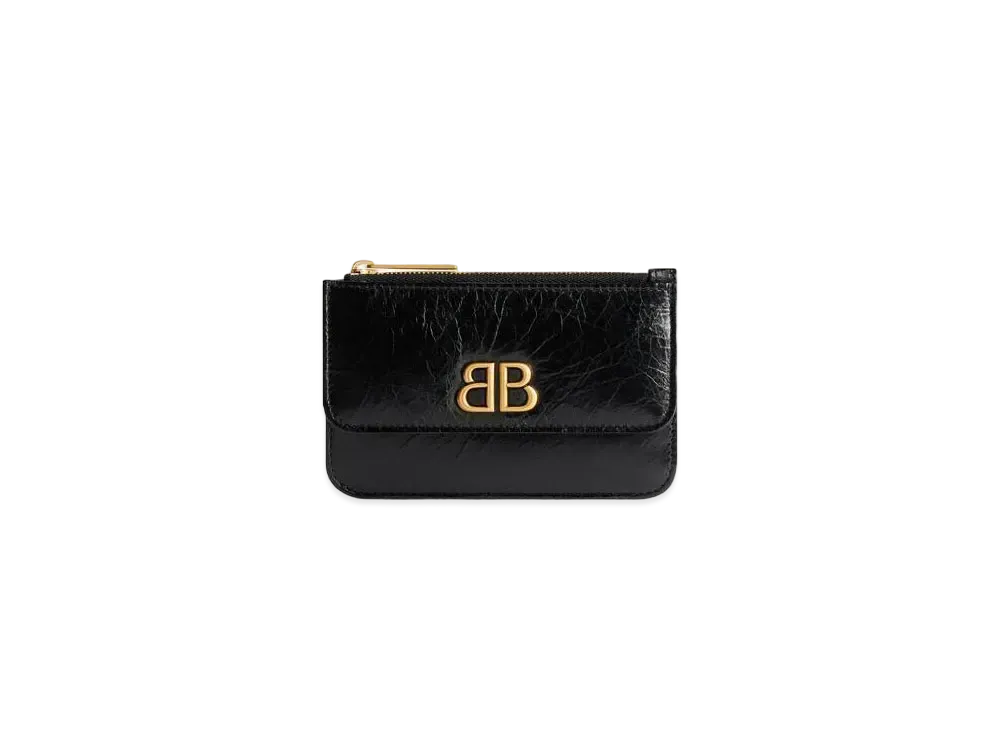 BALENCIAGA Monaco Long Coin and Card Holder With Flap "Black"