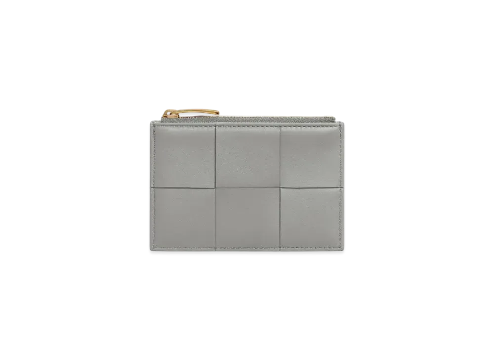 Bottega Veneta Cassette Zippered Card Case "Sterling/Zenith"