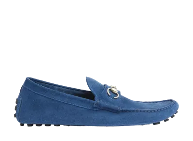 GUCCI Driver With Horsebit Suede "Blue"