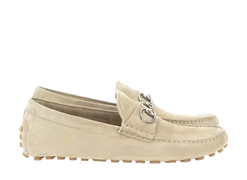 GUCCI Driver With Horsebit Suede "Beige"