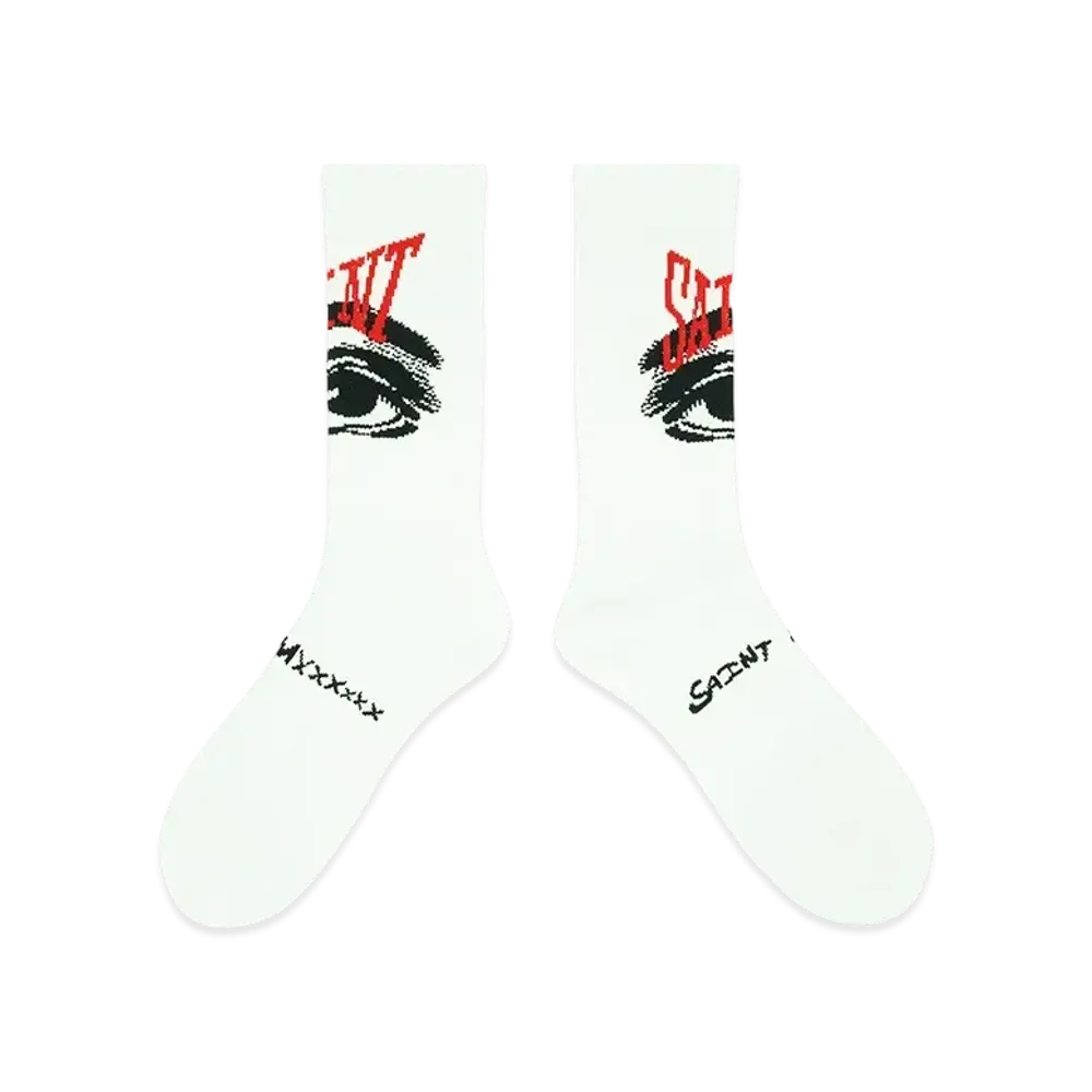 SAINT Mxxxxxx Eyes Socks "White" (24SS) SM-YS8-0000-101