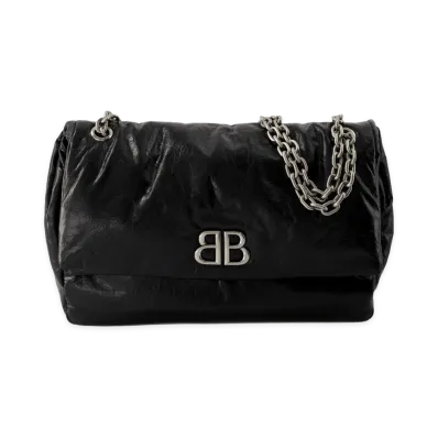 BALENCIAGA Women's Monaco Hobo Bag M Leather "Black"