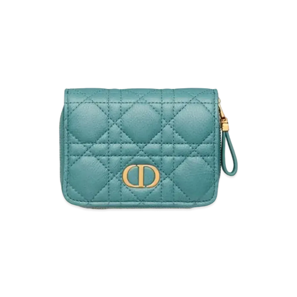 Dior Dior Caro Bi-Fold Wallet Cannage Calfskin "Azur Blue"