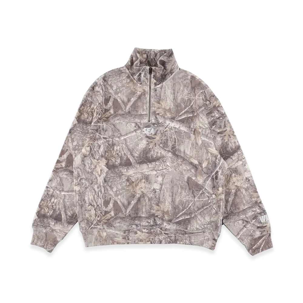 WIND AND SEA Heavy Waffle Half Zip Sweatshirt "Camo"