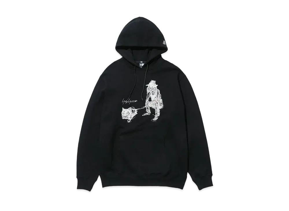 Yohji Yamamoto Pour Homme NEW ERA YUUKA ASAKURA DRAWING PRINT SWEAT PULLOVER HOODIE "Black"