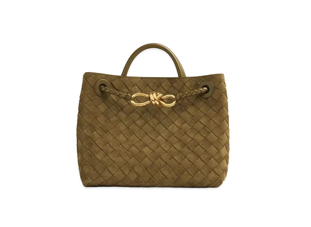 Bottega Veneta Small Andiamo Intrecciato Suede "Olive Oil"
