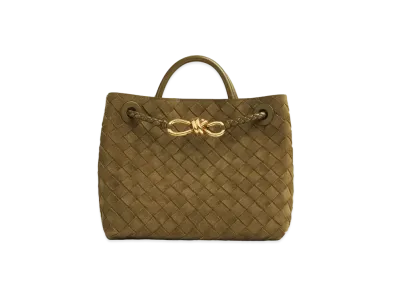 Bottega Veneta Small Andiamo Intrecciato Suede "Olive Oil"
